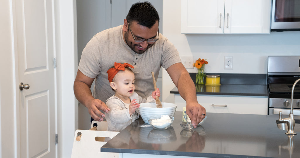 father and daughter in the kitchen