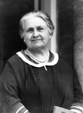 Black & white photo of Maria Montessori