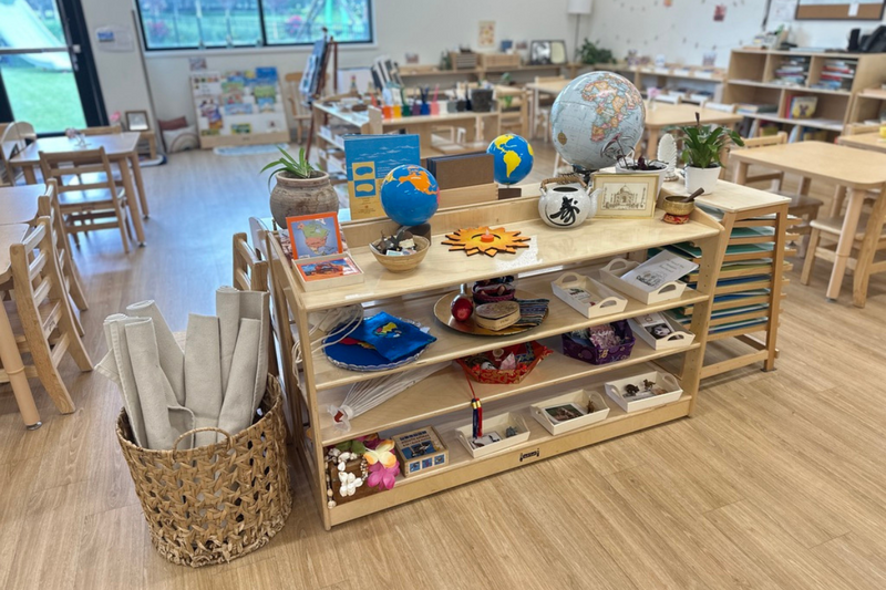 Montessori shelves in a classroom