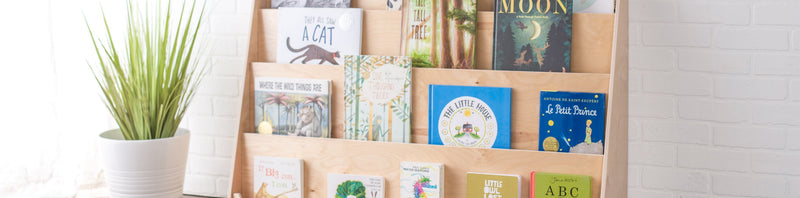 Books on a forward facing bookshelf