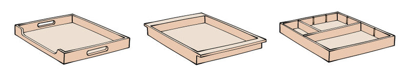 Illustration of different sizes of trays