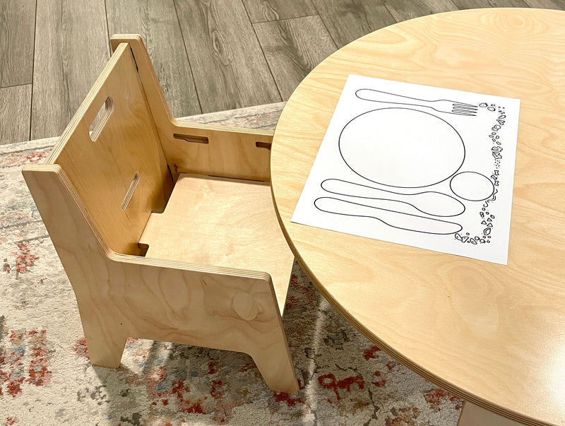 Montessori Placemat on a Wooden Table
