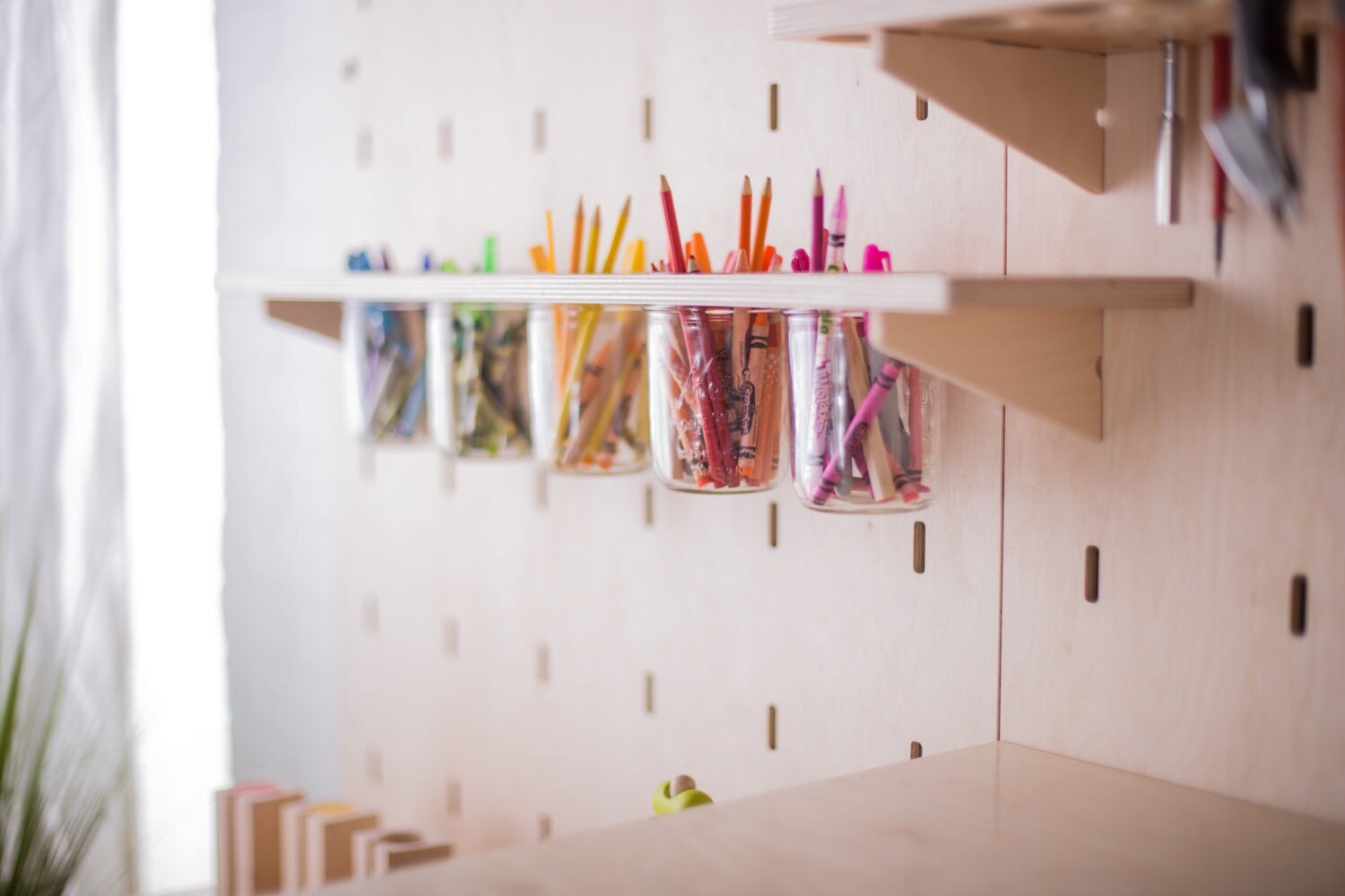 Close-Up Shot of a Makerwall pegboard