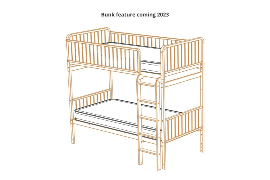 A line drawing rendition of the proposed bunk bed feature for the Sosta Bed