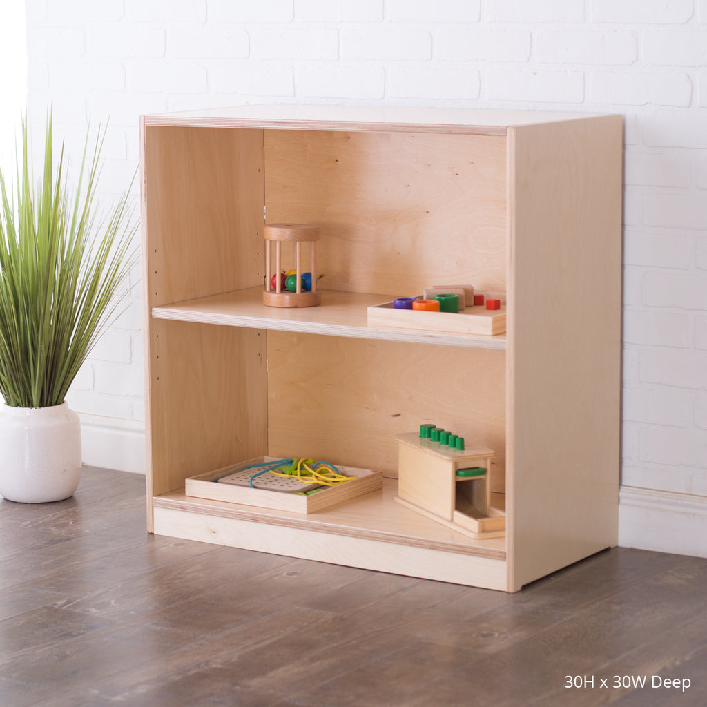 30 inches high 30 inches wide deep variation of the school montessori full back shelving