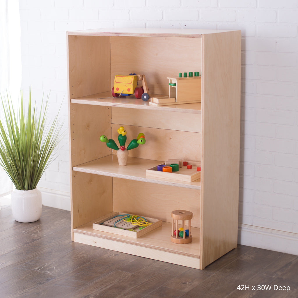42 inches high 30 inches wide deep variation of the school montessori full back shelving