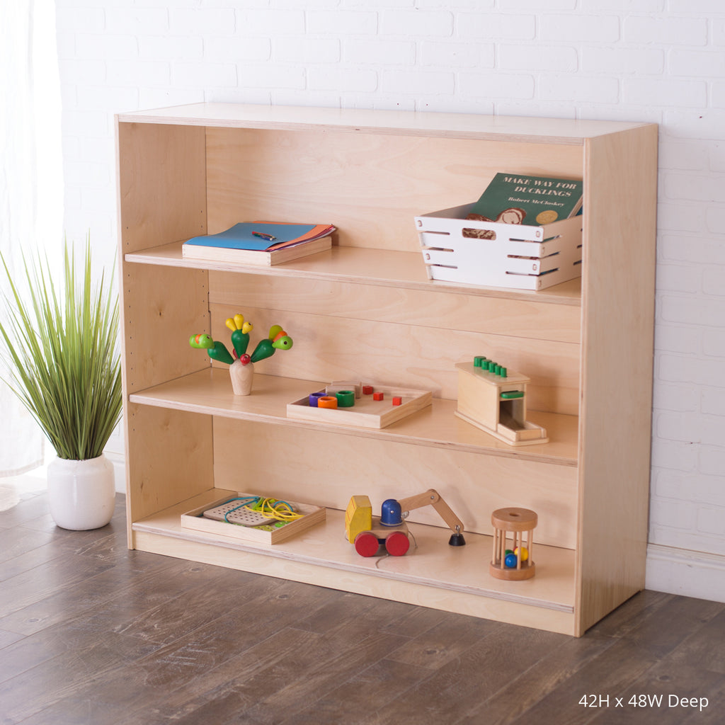 42 inches high 48 inches wide deep variation of the school montessori full back shelving