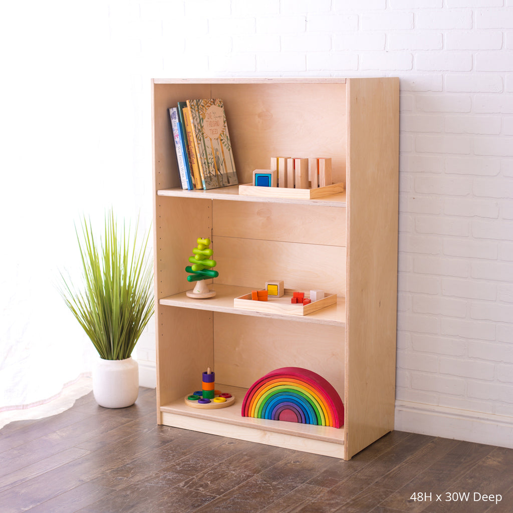 48 inches high 30 inches wide deep variation of the school montessori full back shelving