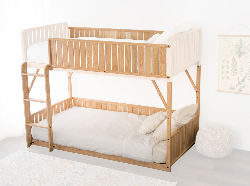 The Sosta Bunk bed showing the configuration with the bunk bed add-on, one full sideboard, and one 3/4 sideboard