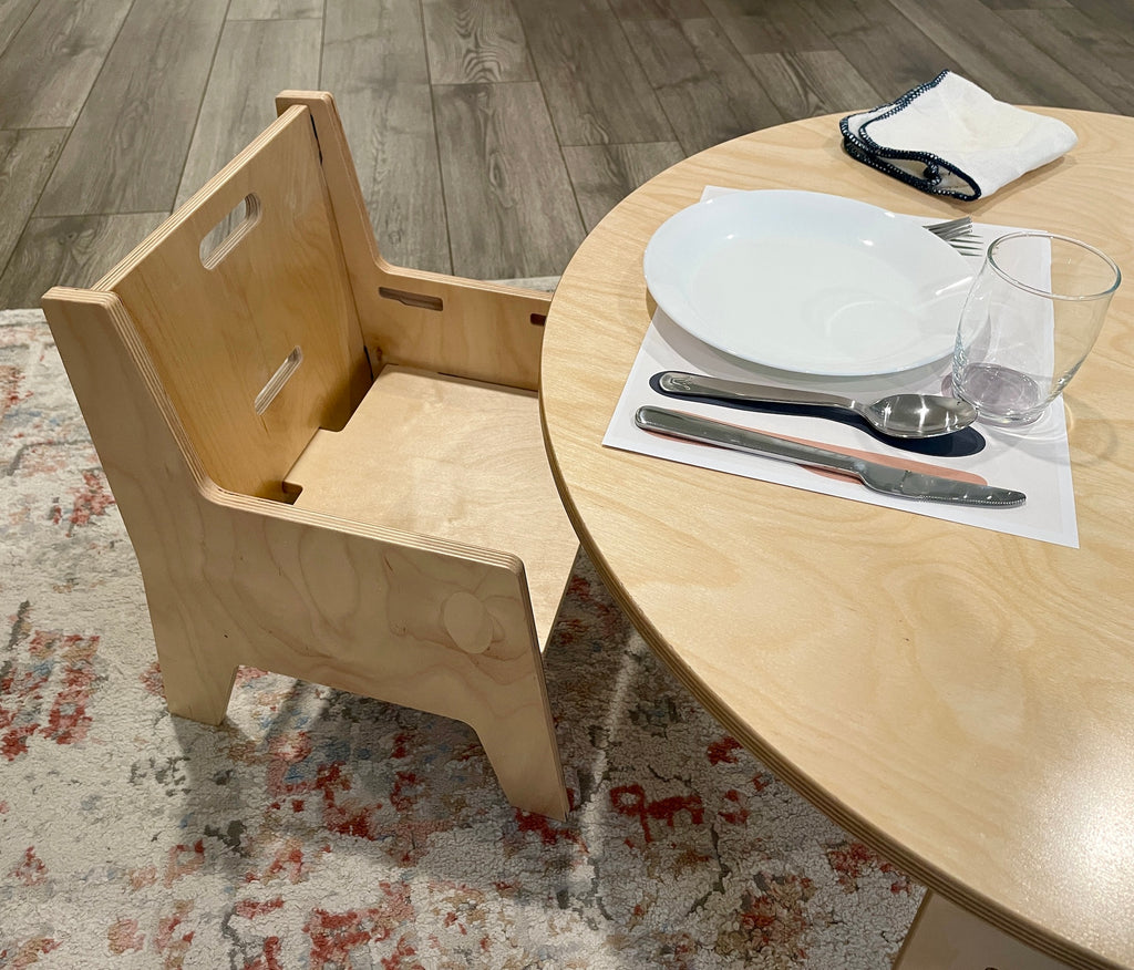 weaning table set up with eating wares