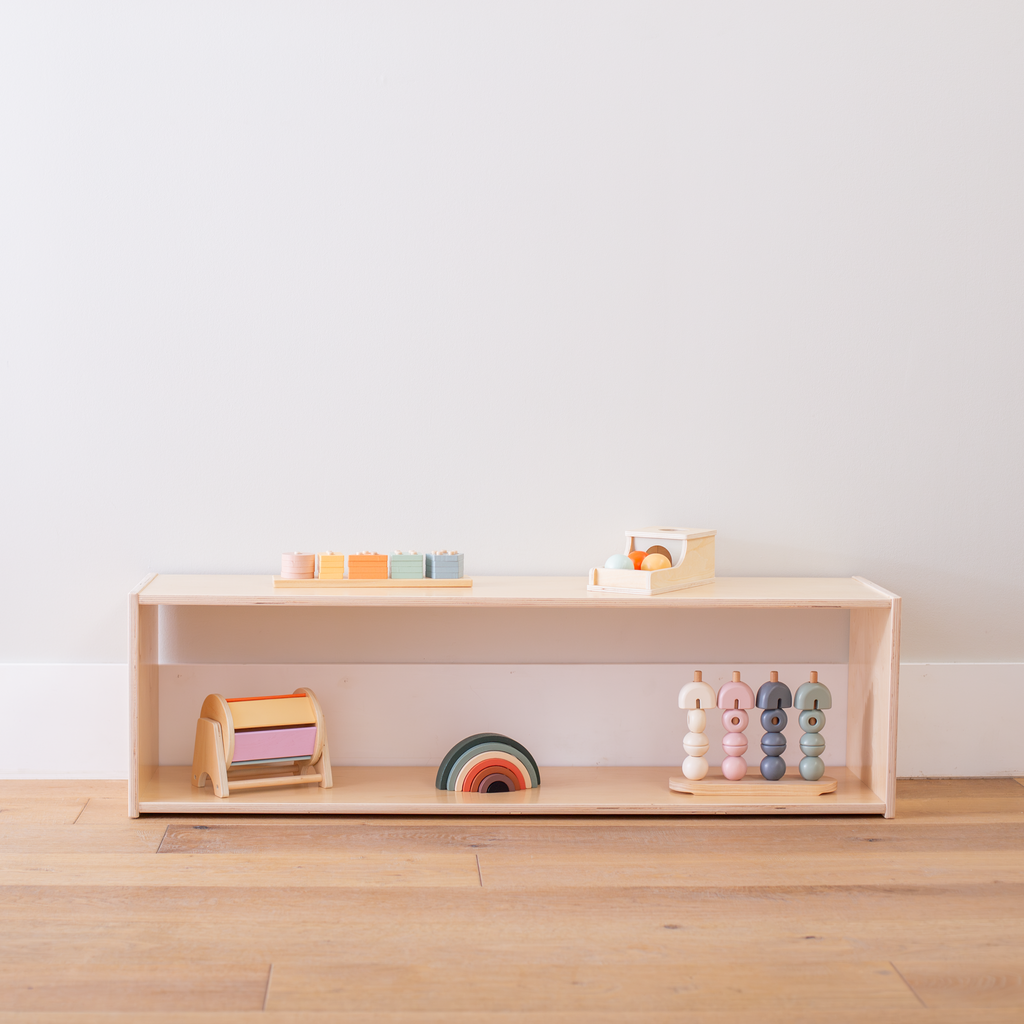 Backless Long Infant Shelf with toys