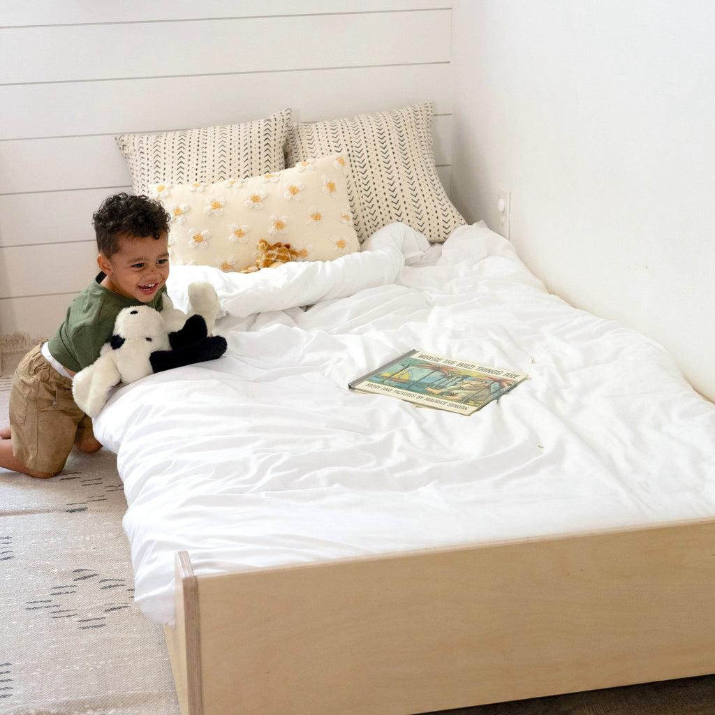 Birch Montessori Floor Bed Floor Bed Beds Twin Size Finished Birch 1 Low Side + 1 High Side