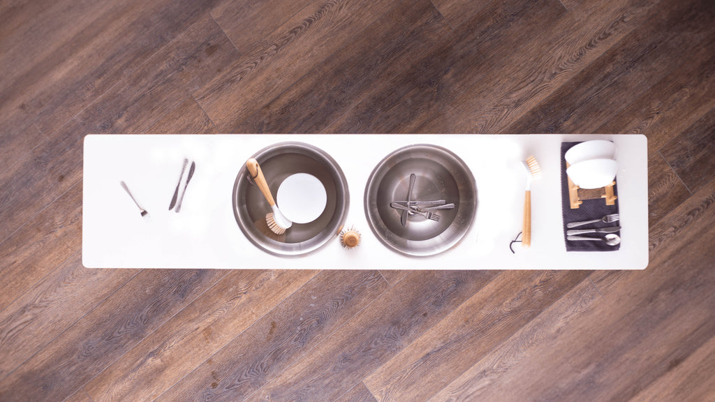 Dish Washing / Sensory Stations Washing Stations Montessori School Finished Birch 16" 2 Bowls - Center / 65 in.