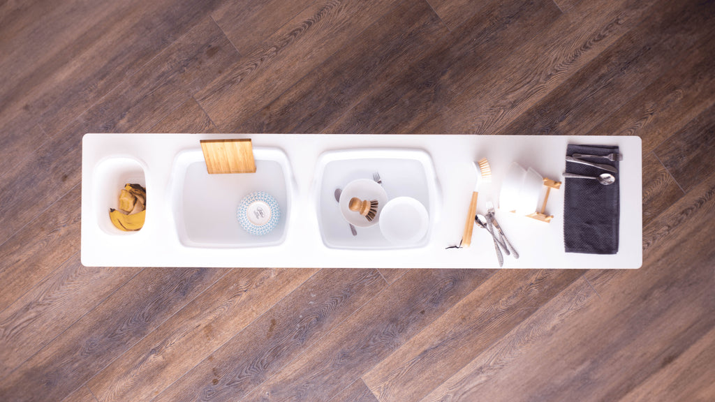 Dish Washing / Sensory Stations Washing Stations Montessori School Finished Birch 16" 2 Tubs + Compost / 65 in.