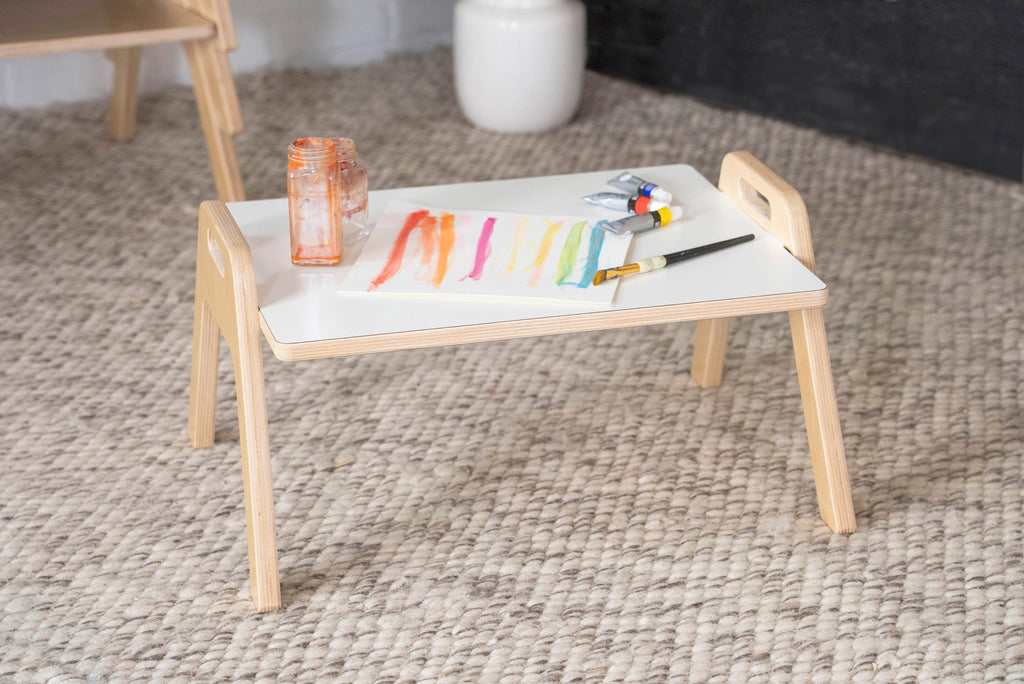 School Chowki Floor Table Chowki Floor Table Montessori School White Laminate & Birch Two-Tone Small (9") 