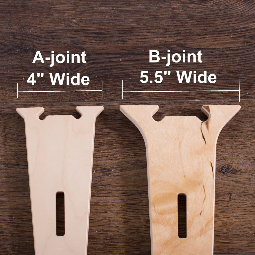 A leg joint 4in wide vs a B leg joint 5.5in wide.