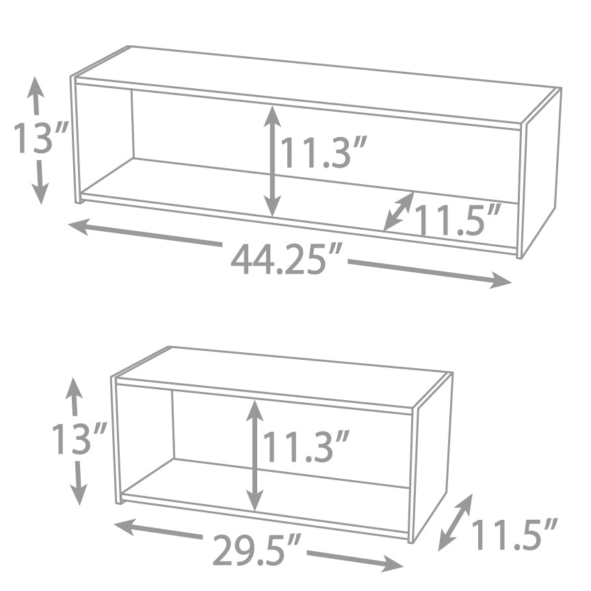 A line diagram showing the dimensions of the infant shelf.