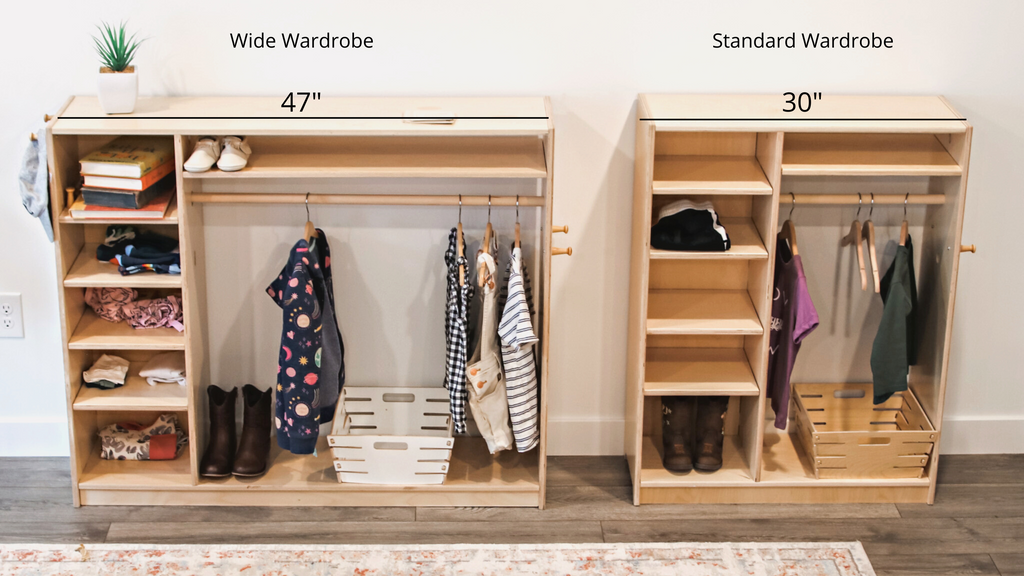 wardrobes in size wide (47" across) and size standard (30" across)