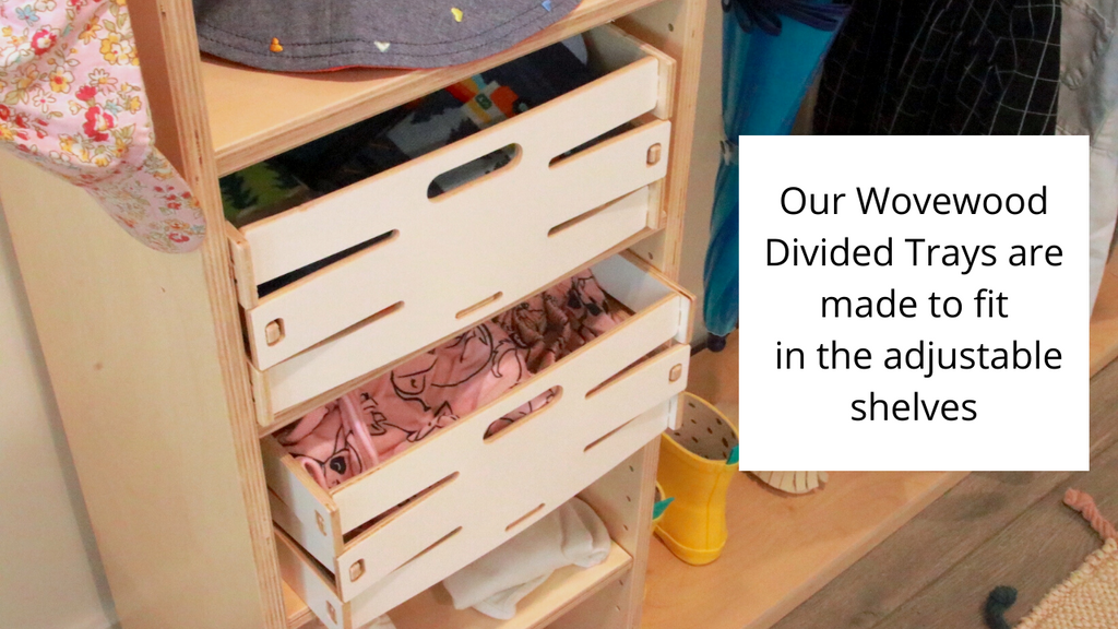 picture showing the wardrobe organized with Wovewood trays