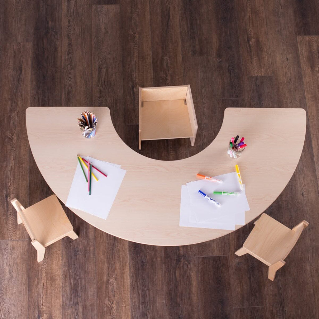 Half-Round Tables Tables Montessori School Woodgrain Laminate 12" B-Joint 