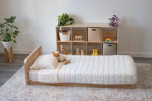 Oak Floor Bed Frame with Headboard