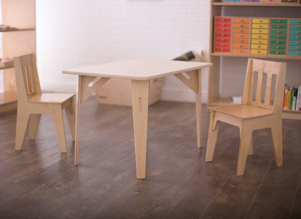 Value-Grade Wooden Kids Table & Chairs Kids Table Set Value-Grade Finished Birch - 1 Table, 2 Chairs 